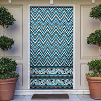 New Zealand Maori Niho Taniwha Door Cover Kikorangi Mangopare and Puhoro Pattern LT9 Blue - Polynesian Pride