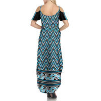 New Zealand Maori Niho Taniwha Family Matching Summer Maxi Dress and Hawaiian Shirt Kikorangi Mangopare and Puhoro Pattern