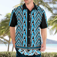 New Zealand Maori Niho Taniwha Hawaiian Shirt Kikorangi Mangopare and Puhoro Pattern