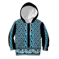 New Zealand Maori Niho Taniwha Kid Hoodie Kikorangi Mangopare and Puhoro Pattern