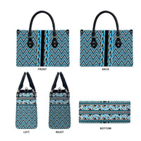 New Zealand Maori Niho Taniwha Leather Bag Kikorangi Mangopare and Puhoro Pattern - Polynesian Pride