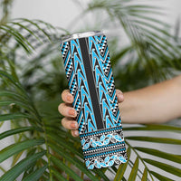 New Zealand Maori Niho Taniwha Skinny Tumbler Kikorangi Mangopare and Puhoro Pattern