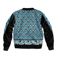 New Zealand Maori Niho Taniwha Sleeve Zip Bomber Jacket Kikorangi Mangopare and Puhoro Pattern
