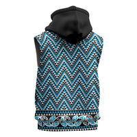 New Zealand Maori Niho Taniwha Sleeveless Zip Hoodie Kikorangi Mangopare and Puhoro Pattern LT9 - Polynesian Pride