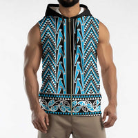 New Zealand Maori Niho Taniwha Sleeveless Zip Hoodie Kikorangi Mangopare and Puhoro Pattern LT9 - Polynesian Pride