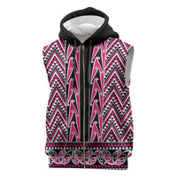 New Zealand Maori Niho Taniwha Sleeveless Zip Hoodie Mawhero Mangopare and Puhoro Pattern LT9 Pink - Polynesian Pride