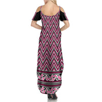 New Zealand Maori Niho Taniwha Summer Maxi Dress Mawhero Mangopare and Puhoro Pattern