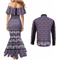 New Zealand Maori Niho Taniwha Couples Matching Mermaid Dress and Long Sleeve Button Shirt Waiporopo Mangopare and Puhoro Pattern