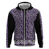 New Zealand Maori Niho Taniwha Hoodie Waiporopo Mangopare and Puhoro Pattern LT9 Zip Hoodie Purple - Polynesian Pride