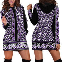 New Zealand Maori Niho Taniwha Hoodie Dress Waiporopo Mangopare and Puhoro Pattern