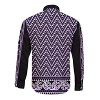 New Zealand Maori Niho Taniwha Long Sleeve Button Shirt Waiporopo Mangopare and Puhoro Pattern