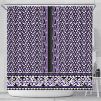 New Zealand Maori Niho Taniwha Shower Curtain Waiporopo Mangopare and Puhoro Pattern