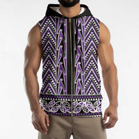 New Zealand Maori Niho Taniwha Sleeveless Zip Hoodie Waiporopo Mangopare and Puhoro Pattern - Polynesian Pride