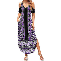 New Zealand Maori Niho Taniwha Summer Maxi Dress Waiporopo Mangopare and Puhoro Pattern