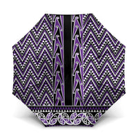 New Zealand Maori Niho Taniwha Umbrella Waiporopo Mangopare and Puhoro Pattern LT9 One Size Folded 11.42 inch Opened Diameter 37.4 inch Purple - Polynesian Pride