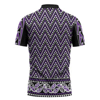 New Zealand Maori Niho Taniwha Zipper Polo Shirt Waiporopo Mangopare and Puhoro Pattern - Polynesian Pride