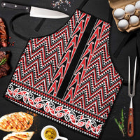 New Zealand Maori Niho Taniwha Apron Whero Mangopare and Puhoro Pattern LT9 Red - Polynesian Pride