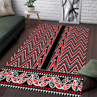 New Zealand Maori Niho Taniwha Area Rug Whero Mangopare and Puhoro Pattern LT9 Red - Polynesian Pride