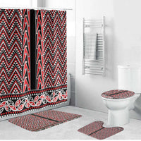 New Zealand Maori Niho Taniwha Bathroom Set Whero Mangopare and Puhoro Pattern LT9 Bathroom Set (4 pcs) Red - Polynesian Pride