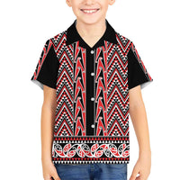 New Zealand Maori Niho Taniwha Kid Hawaiian Shirt Whero Mangopare and Puhoro Pattern