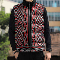 New Zealand Maori Niho Taniwha Sleeveless Puffer Jacket Whero Mangopare and Puhoro Pattern - Polynesian Pride
