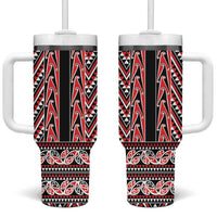 New Zealand Maori Niho Taniwha Tumbler With Handle Whero Mangopare and Puhoro Pattern