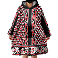 New Zealand Maori Niho Taniwha Wearable Blanket Hoodie Whero Mangopare and Puhoro Pattern