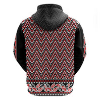 New Zealand Maori Niho Taniwha Zip Hoodie Whero Mangopare and Puhoro Pattern