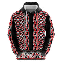 New Zealand Maori Niho Taniwha Zip Hoodie Whero Mangopare and Puhoro Pattern
