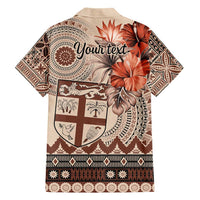 Vintage Bula Fiji Personalised Hawaiian Shirt Beige Hibiscus Tapa Pattern LT9 - Polynesian Pride