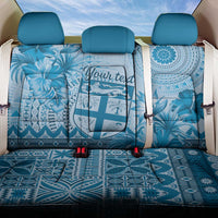 Vintage Bula Fiji Personalised Back Car Seat Cover Blue Hibiscus Tapa Pattern LT9