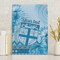 Vintage Bula Fiji Personalised Canvas Wall Art Blue Hibiscus Tapa Pattern LT9