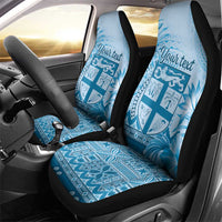 Vintage Bula Fiji Personalised Car Seat Cover Blue Hibiscus Tapa Pattern LT9