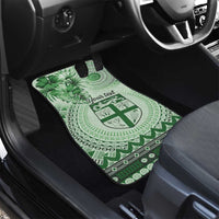 Vintage Bula Fiji Personalised Car Mats Green Hibiscus Tapa Pattern LT9