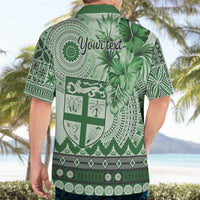 Vintage Bula Fiji Personalised Hawaiian Shirt Green Hibiscus Tapa Pattern LT9 - Polynesian Pride