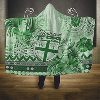 Vintage Bula Fiji Personalised Hooded Blanket Green Hibiscus Tapa Pattern LT9