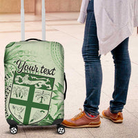 Vintage Bula Fiji Personalised Luggage Cover Green Hibiscus Tapa Pattern LT9