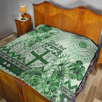 Vintage Bula Fiji Personalised Quilt Green Hibiscus Tapa Pattern LT9