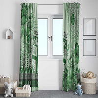 Vintage Bula Fiji Personalised Window Curtain Green Hibiscus Tapa Pattern LT9