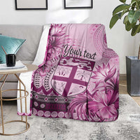 Vintage Bula Fiji Personalised Blanket Pink Hibiscus Tapa Pattern LT9