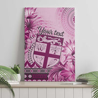 Vintage Bula Fiji Personalised Canvas Wall Art Pink Hibiscus Tapa Pattern LT9