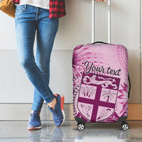 Vintage Bula Fiji Personalised Luggage Cover Pink Hibiscus Tapa Pattern LT9 - Polynesian Pride
