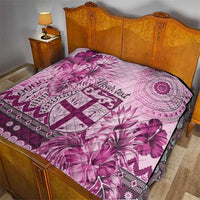 Vintage Bula Fiji Personalised Quilt Pink Hibiscus Tapa Pattern LT9