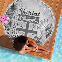 Vintage Bula Fiji Personalised Beach Blanket Beige Hibiscus Tapa Pattern LT9