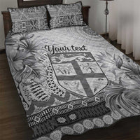 Vintage Bula Fiji Personalised Quilt Bed Set Beige Hibiscus Tapa Pattern LT9