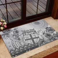 Vintage Bula Fiji Personalised Rubber Doormat Beige Hibiscus Tapa Pattern LT9