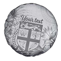 Vintage Bula Fiji Personalised Spare Tire Cover Beige Hibiscus Tapa Pattern LT9