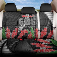 Personalised Samoa 685 Back Car Seat Cover Teuila Flower With Black Samoan Tattoo LT9 One Size Black - Polynesian Pride