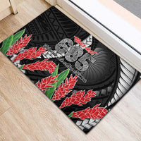 Personalised Samoa 685 Rubber Doormat Teuila Flower With Black Samoan Tattoo