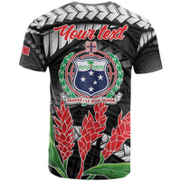 Personalised Samoa 685 T Shirt Teuila Flower With Black Samoan Tattoo